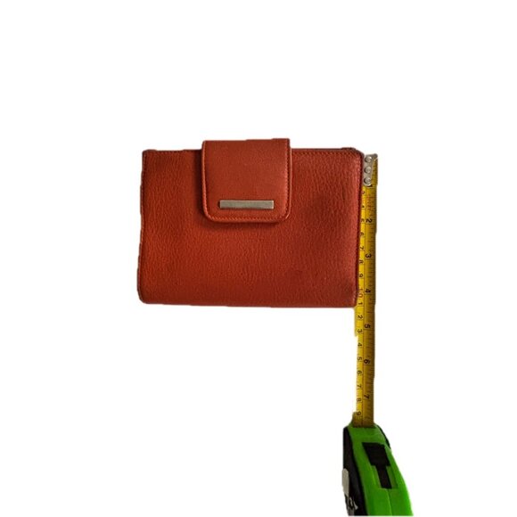 Yancci Womens Small Flap Wallet Orange Leather Bifold Wallet EUC - Picture 10 of 13